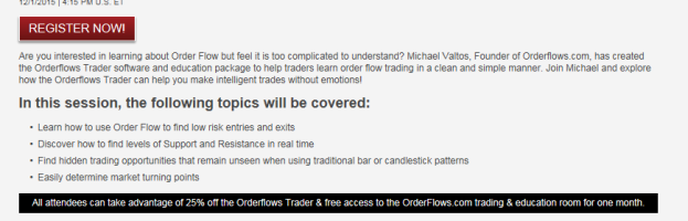 NinjaTrader Webinar On Orderflows On December 1st